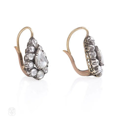 Antique pear-shaped diamond cluster earrings