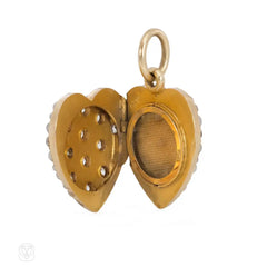 Antique pearl and diamond heart locket