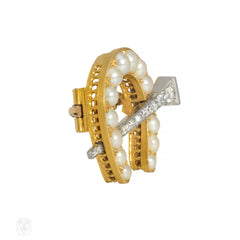 Antique pearl and diamond horseshoe pin/pendant