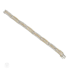 Antique pearl and diamond plaque bracelet