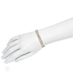 Antique pearl and diamond plaque bracelet