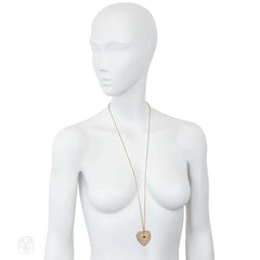 Antique pearl and sapphire oversized heart locket