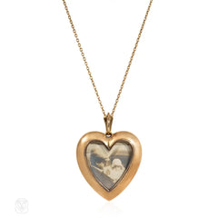 Antique pearl and sapphire oversized heart locket