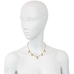 Antique pearl heart pendant neckalce