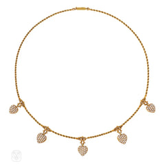 Antique pearl heart pendant necklace