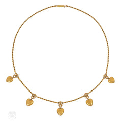 Antique pearl heart pendant necklace