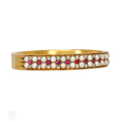Antique pearl, ruby, and diamond bracelet