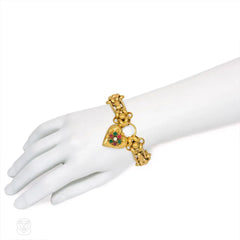 Antique pinchbeck bracelet with heart-shaped padlock