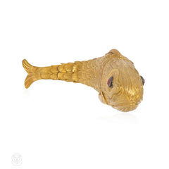 Antique pinchbeck fish form pill box