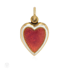 Antique pink enamel heart locket