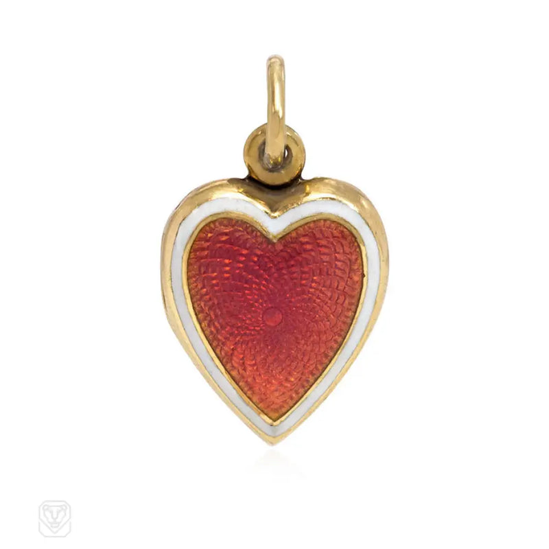 Antique Pink Enamel Heart Locket