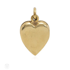 Antique pink enamel heart locket