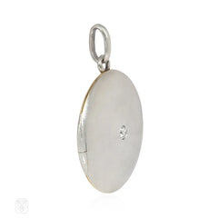 Antique platinum and diamond round locket