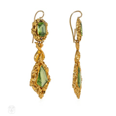 Antique Roccoco peridot and gold demi parure