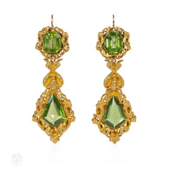 Antique Roccoco peridot and gold demi parure