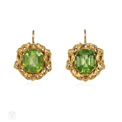 Antique Roccoco peridot and gold demi parure