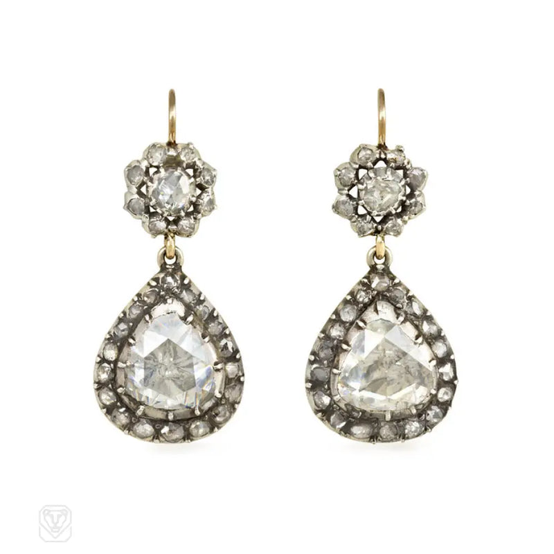 Antique Rose Cut Diamond Earrings