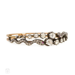 Antique rose-cut diamond serpent bracelet