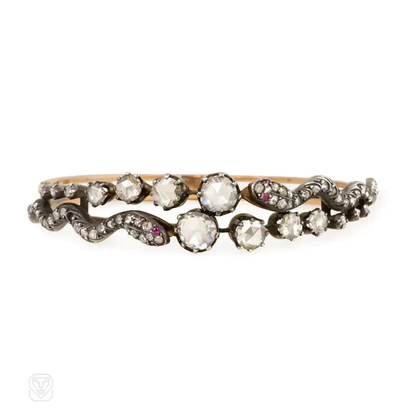 Antique Rose - Cut Diamond Serpent Bracelet