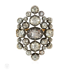 Antique rose-diamond plaque ring