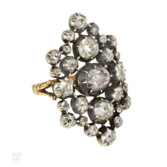 Antique rose-diamond plaque ring