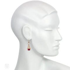 Antique rose gold, diamond and garnet earrings