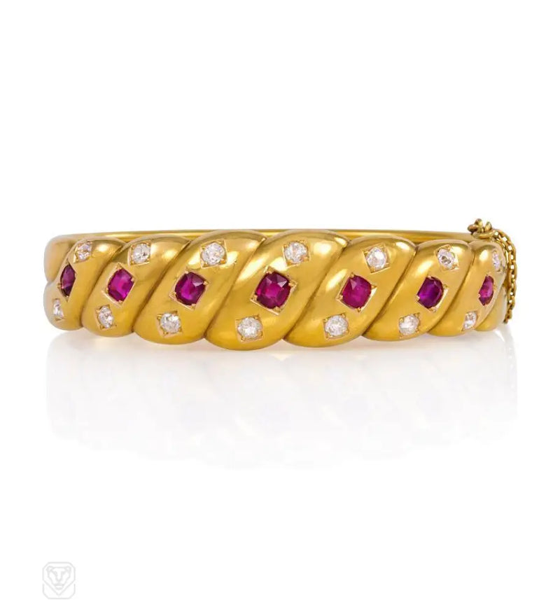 Antique Ruby And Diamond Bracelet