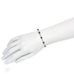 Antique sapphire and diamond banded bangle