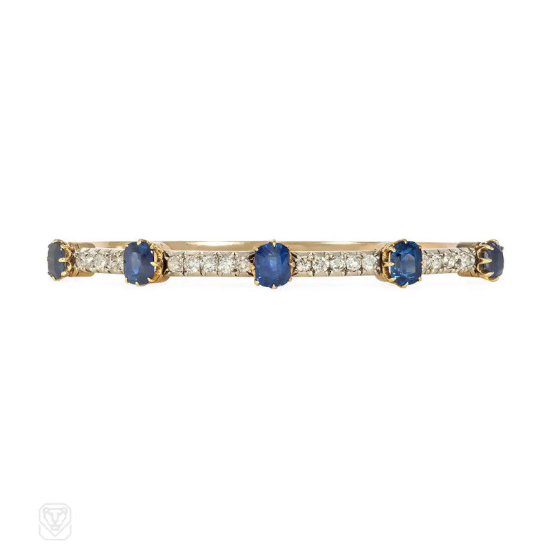 Antique Sapphire And Diamond Banded Bangle