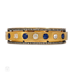 Antique sapphire and diamond bangle, French import