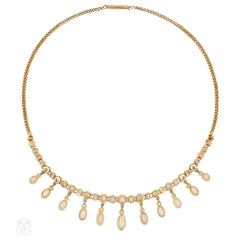 Antique sapphire and opal fringe necklace