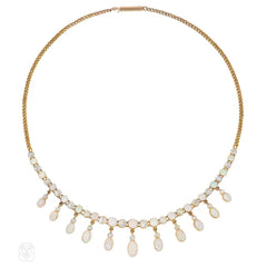 Antique sapphire and opal fringe necklace