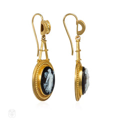 Antique sardonyx cameo earrings