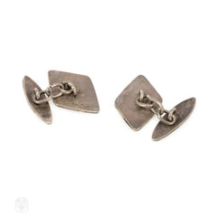Antique shibayama and silver insect motif cufflinks, Japan