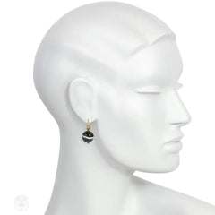 Antique snake and banded agate bead earrings