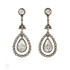 Antique style diamond pendant earrings, Netherlands