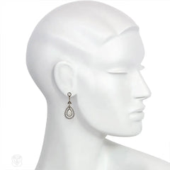 Antique style diamond pendant earrings, Netherlands