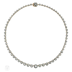 Antique style graduated diamond rivière necklace