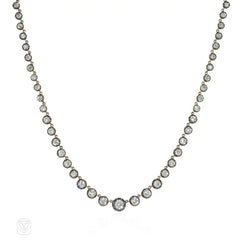 Antique style graduated diamond rivière necklace