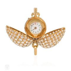 Antique Swiss diamond egg-shaped pendant watch