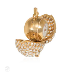 Antique Swiss diamond egg-shaped pendant watch