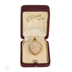 Antique Swiss diamond egg-shaped pendant watch