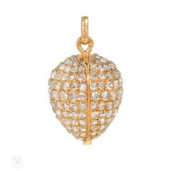 Antique Swiss diamond egg-shaped pendant watch