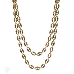 Antique Swiss enamel nautical chain necklace
