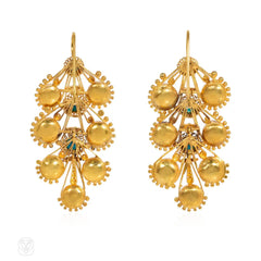 Antique turquoise and garnet spray earrings