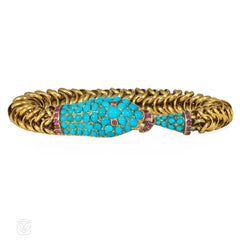 Antique turquoise and ruby serpent bracelet