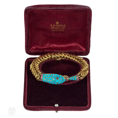 Antique turquoise and ruby serpent bracelet