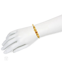 Antique twisted gemset gold bangle