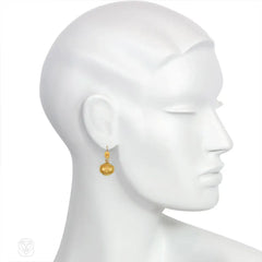 Antique two-color gold ball earrings