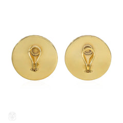 Antique two-color gold disk earrings